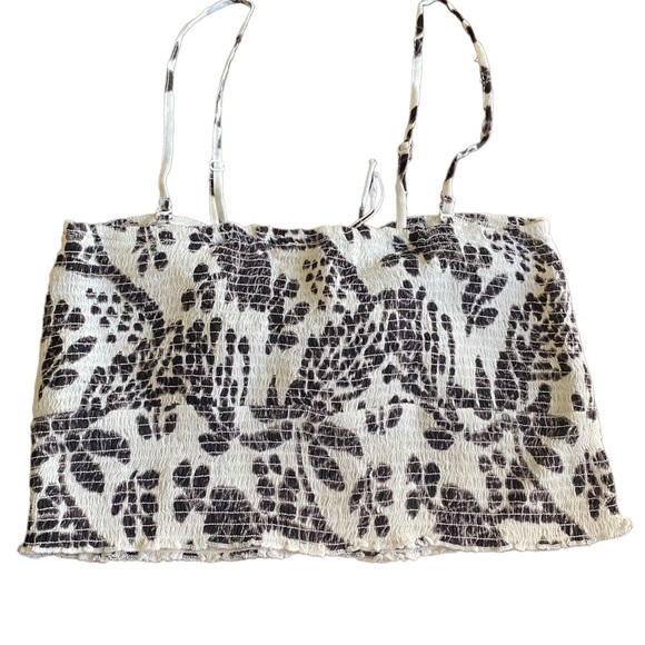 Free People Black and White Smocked Crop Top - Picture 4 of 11